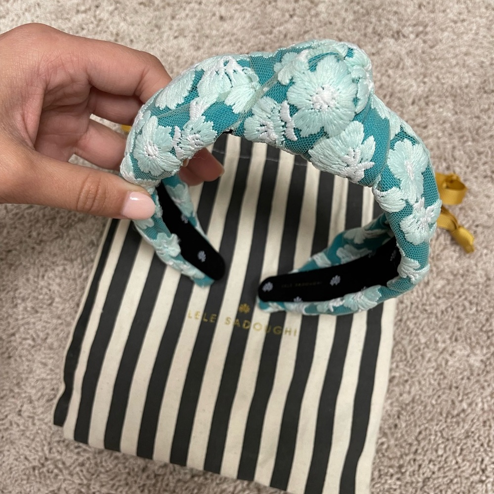 Lele Sadoughi headband women turquoise net euc worn once
